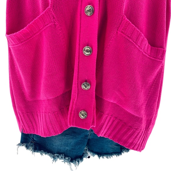 Pomander Place |  Slone Hot Pink Barbiecore Oversized Cardigan Sweater Size XS - Picture 6 of 14